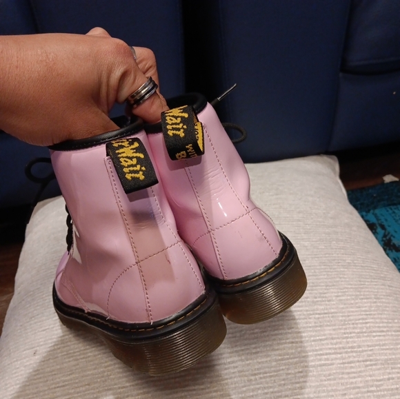 Dr. Doc Martens Zavala Combat Boots grils sizd 3 L Pink Leather Lace Up - Picture 3 of 6